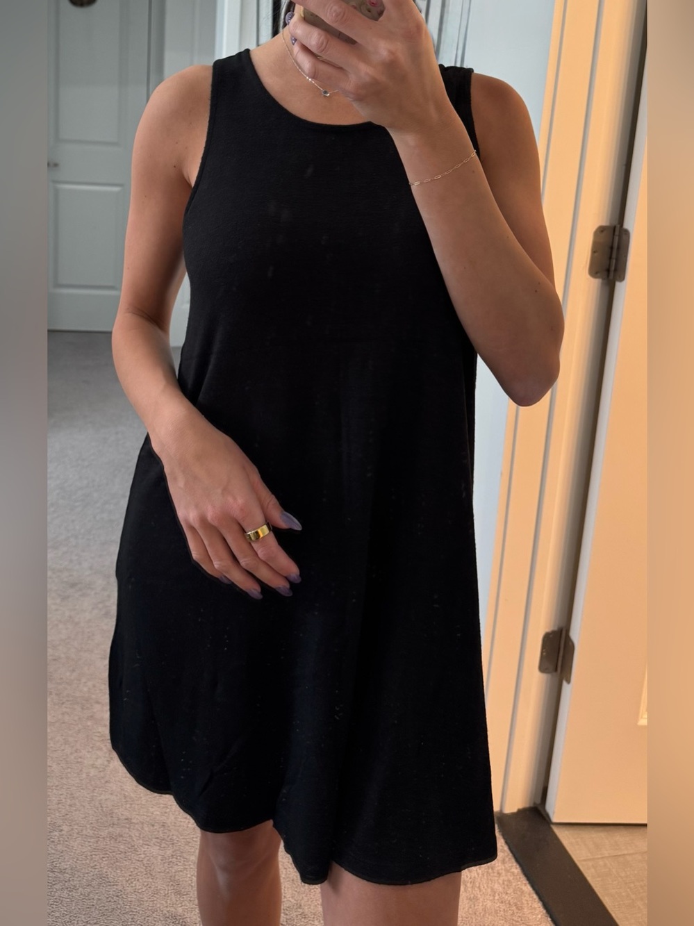 women’s black tank-top dress with back zipper